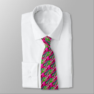 Pink and green art fashion tie