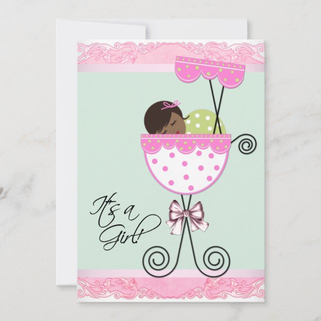 Pink and Green Baby Shower Invitation (Front)
