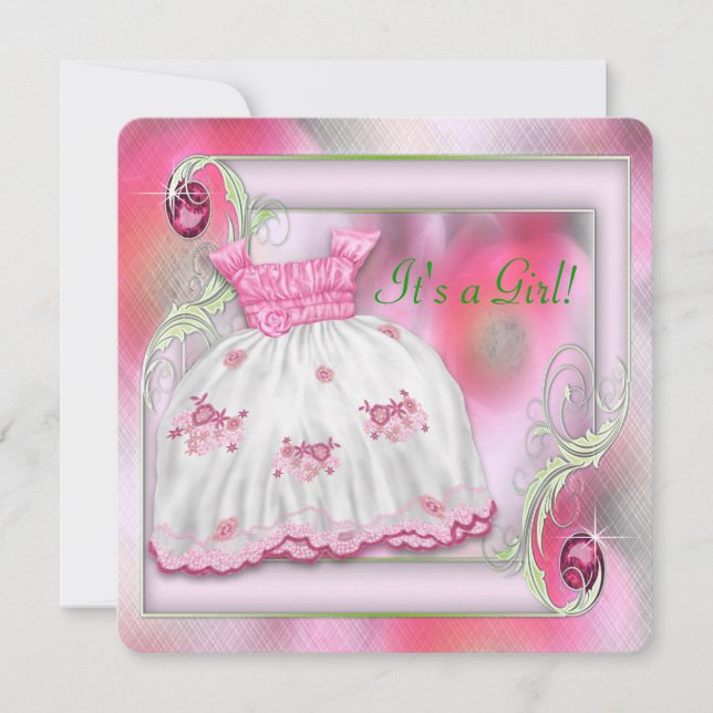 Pink and Green Baby Shower Invitation (Front)