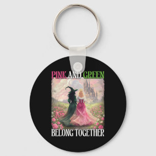 Pink And Green Belong Together Witch Halloween Wom Key Ring