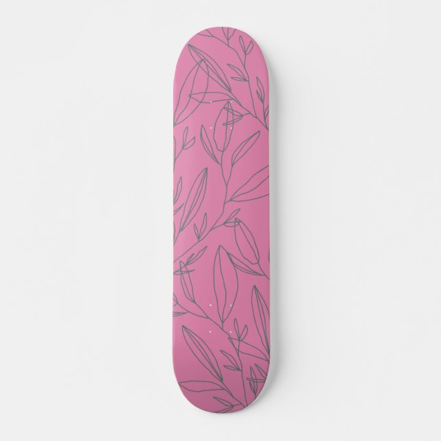 Pink and Green Botanical Skateboard (Front)