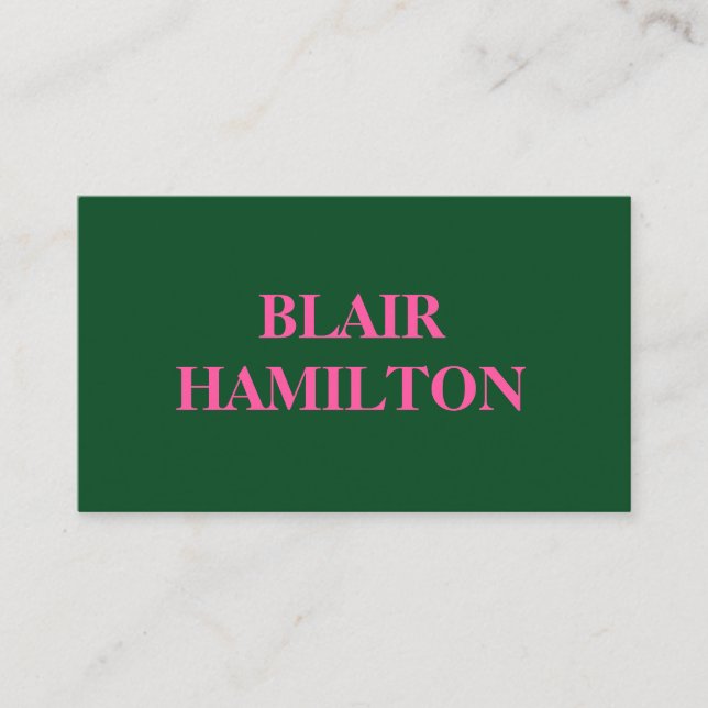 Pink and Green Business Card (Front)