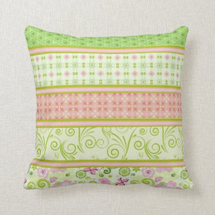 Pink and Green Butterfly Floral Cushion