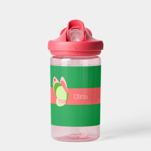 Pink and Green Butterfly Personalised Kids Water Bottle