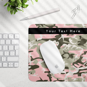 Pink and Green Camo, Camouflage, Military, Army Mouse Mat