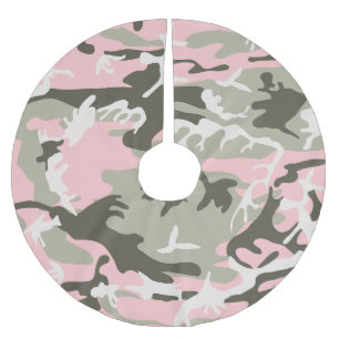 Pink and Green Camouflage, Military, Army Brushed Polyester Tree Skirt