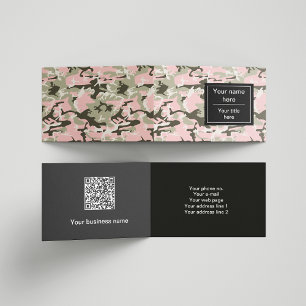Pink and Green Camouflage, Military, Army Business Card