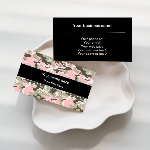 Pink and Green Camouflage, Military, Army Business Card