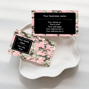 Pink and Green Camouflage, Military, Army Business Card