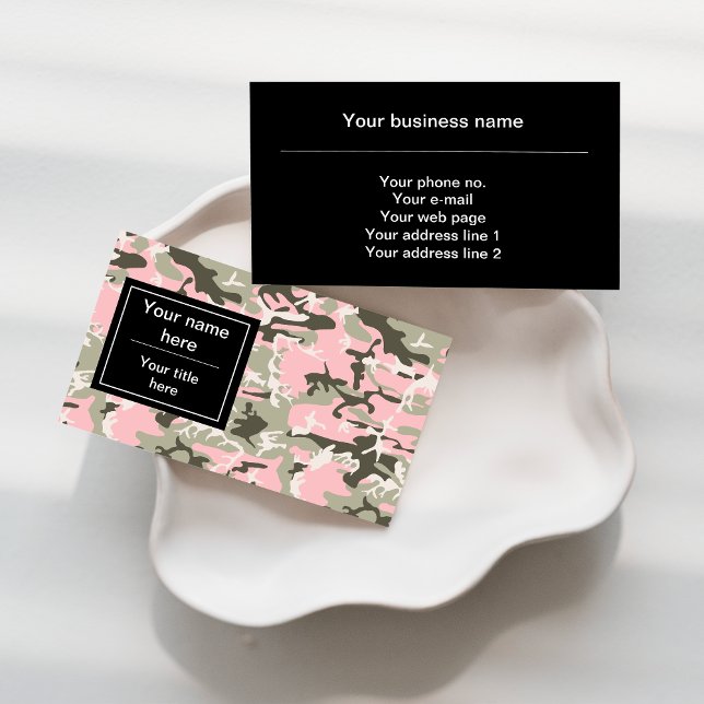 Pink and Green Camouflage, Military, Army Business Card (Creator Uploaded)