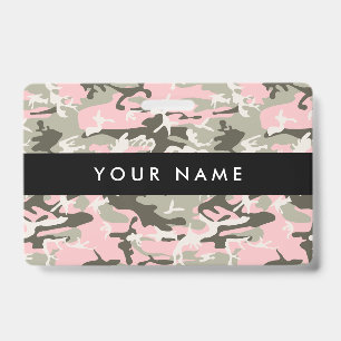 Pink and Green Camouflage, Military, Army ID Badge