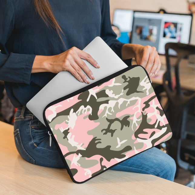 Pink and Green Camouflage, Military, Army Laptop Sleeve (Creator Uploaded)