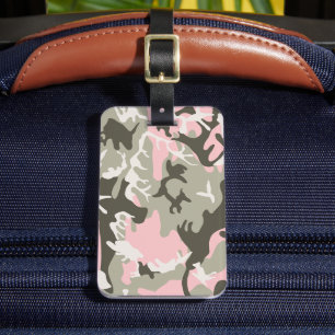 Pink and Green Camouflage, Military, Army Luggage Tag
