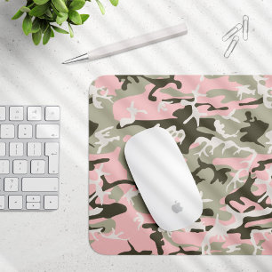 Pink and Green Camouflage, Military, Army Mouse Mat