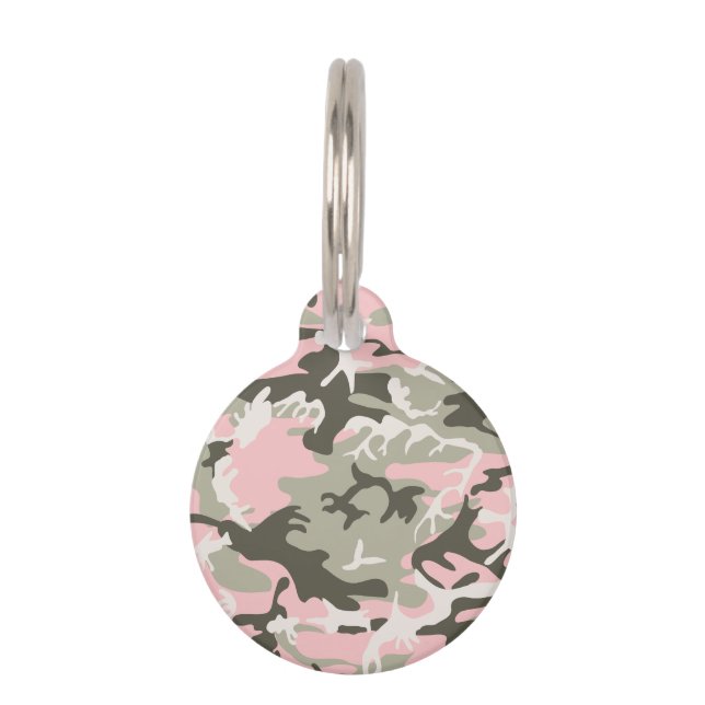 Pink and Green Camouflage, Military, Army Pet Tag (Front)