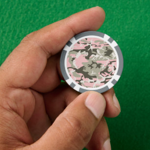 Pink and Green Camouflage, Military, Army Poker Chips