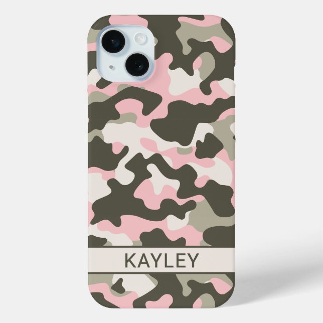 Pink and Green Camouflage Personalised Case-Mate iPhone Case (Back)
