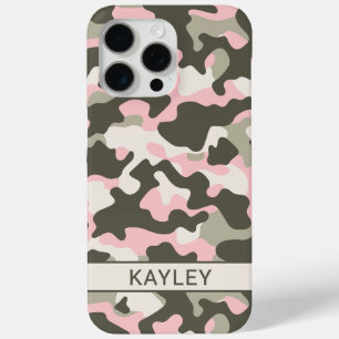 Pink and Green Camouflage Personalized iPhone 15 Pro Max Case