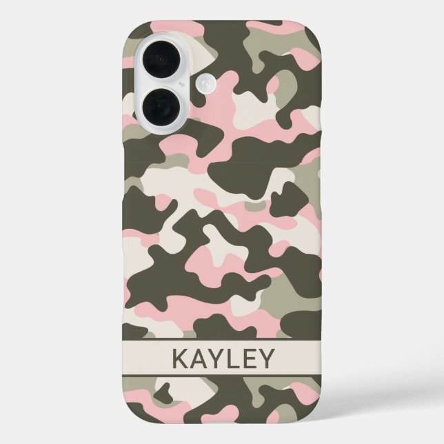 Pink and Green Camouflage Personalized Case-Mate iPhone Case (Back)
