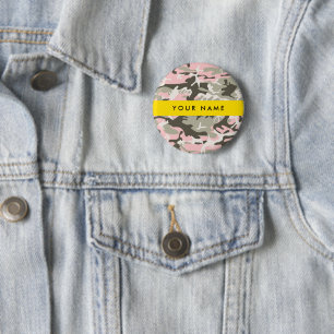 Pink and Green Camouflage Your name Personalise 6 Cm Round Badge
