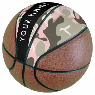 Pink and Green Camouflage Your name Personalise Basketball