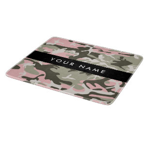 Pink and Green Camouflage Your name Personalise Cutting Board