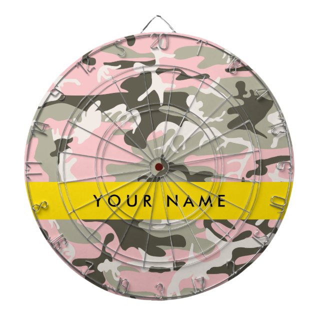 Pink and Green Camouflage Your name Personalise Dartboard (Front)