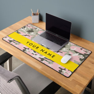 Pink and Green Camouflage Your name Personalise Desk Mat