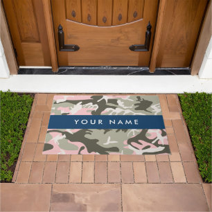 Pink and Green Camouflage Your name Personalise Doormat
