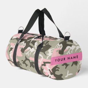 Pink and Green Camouflage Your name Personalise Duffle Bag