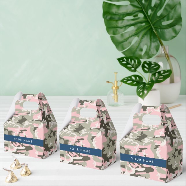 Pink and Green Camouflage Your name Personalise Favour Box (Multiple)