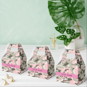 Pink and Green Camouflage Your name Personalise Favour Box