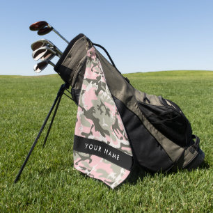 Pink and Green Camouflage Your name Personalise Golf Towel