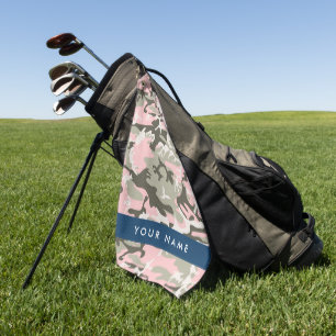 Pink and Green Camouflage Your name Personalise Golf Towel