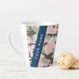 Pink and Green Camouflage Your name Personalise Latte Mug