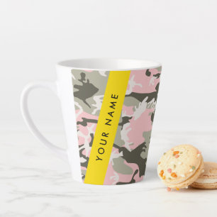 Pink and Green Camouflage Your name Personalise Latte Mug