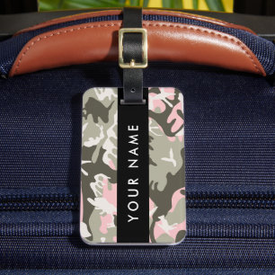 Pink and Green Camouflage Your name Personalise Luggage Tag