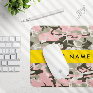 Pink and Green Camouflage Your name Personalise Mouse Mat