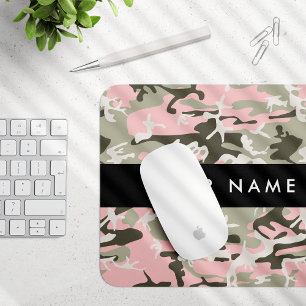 Pink and Green Camouflage Your name Personalise Mouse Mat