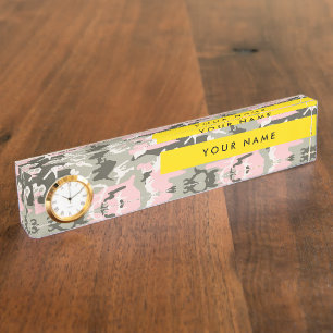 Pink and Green Camouflage Your name Personalise Nameplate