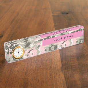 Pink and Green Camouflage Your name Personalise Nameplate