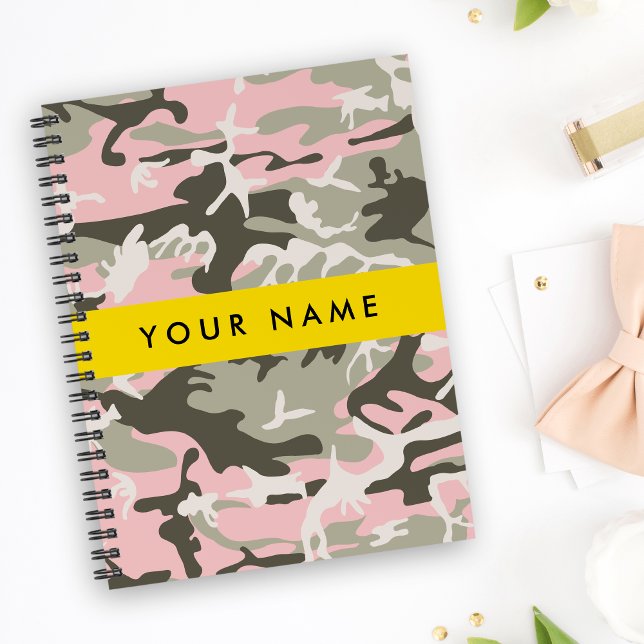 Pink and Green Camouflage Your name Personalise Notebook (Creator Uploaded)