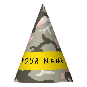 Pink and Green Camouflage Your name Personalise Party Hat