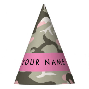 Pink and Green Camouflage Your name Personalise Party Hat