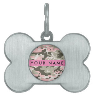 Pink and Green Camouflage Your name Personalise Pet ID Tag
