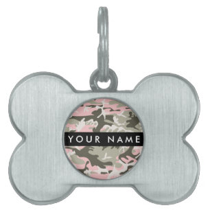 Pink and Green Camouflage Your name Personalise Pet ID Tag