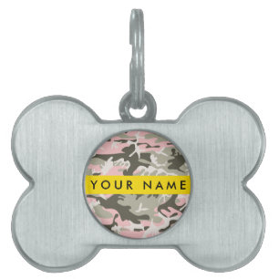 Pink and Green Camouflage Your name Personalise Pet ID Tag