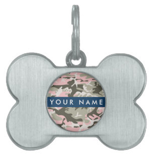 Pink and Green Camouflage Your name Personalise Pet ID Tag