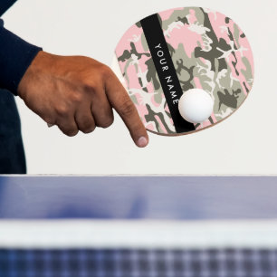 Pink and Green Camouflage Your name Personalise Ping Pong Paddle