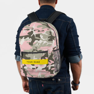 Pink and Green Camouflage Your name Personalise Printed Backpack